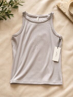 Women's Ribbed Tank Top - Light Gray